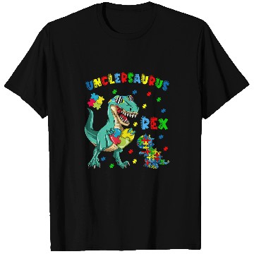 Discover Autism Puzzle Dino Unclesaurus Autism Awareness Uncle Dinosaur T-Shirts