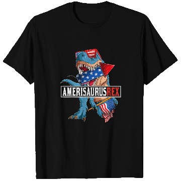 Discover Dinosaur Pet Amerisaurus TRex Men Boys Fourth 4th Of July T-Shirts