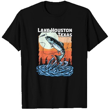 Discover Fishing Fun Summer Retro Sunset Texas Houston Lake5 T-Shirts