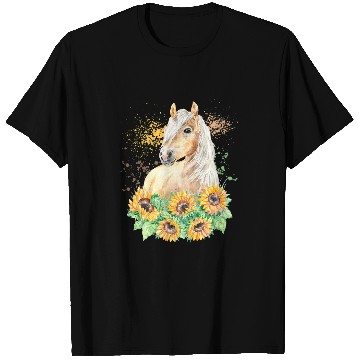 Discover Horse Pet Watercolour Horse Sunflower T-Shirts