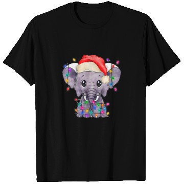 Discover Elephant Mammal Christmas Light Funny Elephant Lover Xmas T-Shirts
