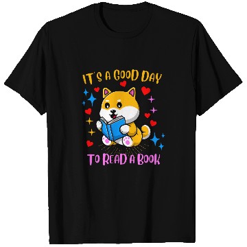 Discover Book Fun Its a Good Day To Read Book Kawaii Anime Dog Reading Funny T-Shirts