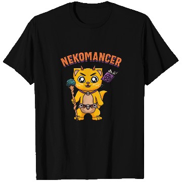 Discover Book Fun Necomancer Necromancer with Wand Book Cat T-Shirts