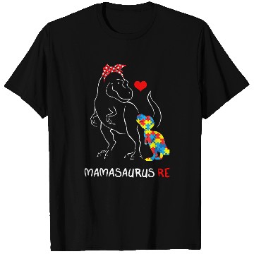 Discover Autism Puzzle Dino Mamasaurus T rexs Dinosaur Mama Saurus T-Shirts