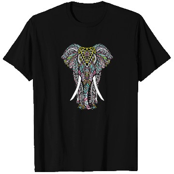 Discover Elephant Mammal Colored Elephant Ethnic patterned Art T-Shirts