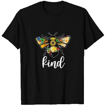 Discover Autism Puzzle Bee Kind Sunflower T-Shirts