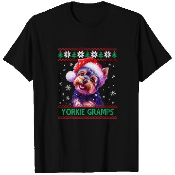 Discover Yorkshire Pet Yorkie Gramps Santa Hat Yorkshire Terrier Ugly Christmas T-Shirts