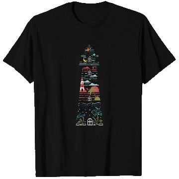Discover Whale Pet Fish Seagull Sun Planet Island Sea Lighthouse T-Shirts