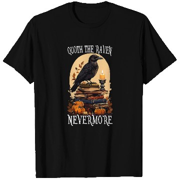 Discover Book Fun Quoth The Raven Nevermore Gothic Book Design T-Shirts
