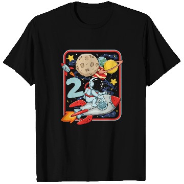 Discover Astronaut Job 2nd Birthday Boy Girl Astronaut Space Galaxy Planet 2 Years T-Shirts