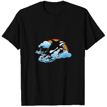 Discover Whale Pet Killer Orca Whale Family Jumping Rainbow Funny T-Shirts