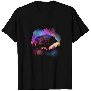 Discover Hedgehog Pet Colorful Wilderness Nature Hedgehog Reflection T-Shirts