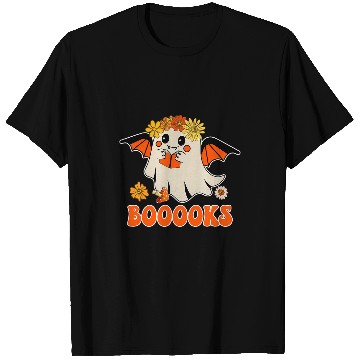 Discover Book Fun Funny Booooks ghosts Reading Book Lover Happy Halloween Day T-Shirts