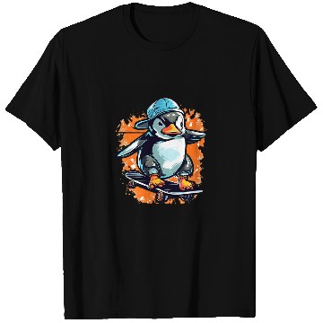 Discover Penguin Pet Riding Skateboard Skateboarder Skating Skateboarding T-Shirts