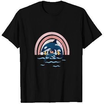 Discover Whale Pet Killer Orca Whale Family Jumping Rainbow Funny 9 T-Shirts