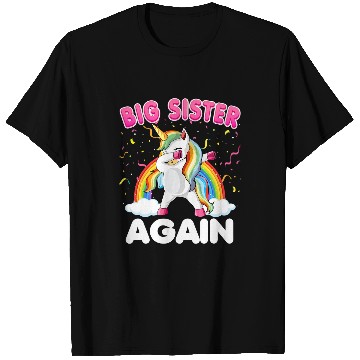 Discover Unicorn Pet Big Sister Again Pregnancy Announcement Dab T-Shirts