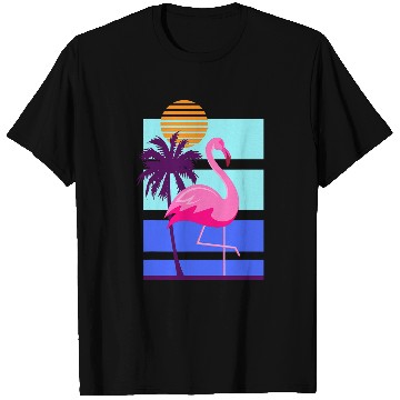 Discover Flamingo Pet Art Deco Synthwave Style Flamingo Design T-Shirts