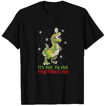 Discover Dinosaur Pet Im Fine Its Fine Everything Is Fine TRex xmass Lights T-Shirts