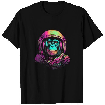 Discover Astronaut Job Synthwave Retrowave Monkey Astronaut Retro 1980s Graphic 3 T-Shirts