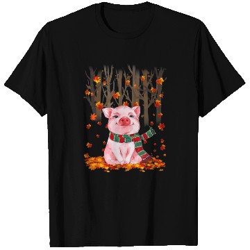 Discover Pig Pet Fall Leaves Tree Forest Garden T-Shirts