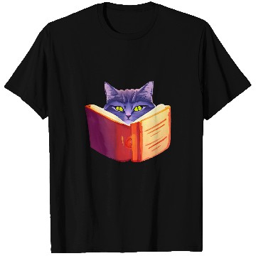 Discover Book Fun Cat Reads Book Maine Coon Cat Holder Persian Cat T-Shirts