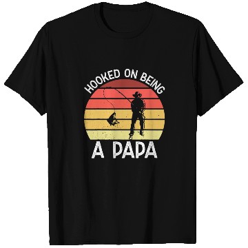 Discover Fishing Fun Men Fishing Papa Hooked On Being A Papa Bass Fish T-Shirts