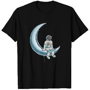 Discover Astronaut Job Floats on Crescent Moon Silver Balloon T-Shirts