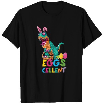 Discover Dinosaur Pet Roar Raptor Dinosaur Bunny Egg Excellent Happy Easter Sunday T-Shirts