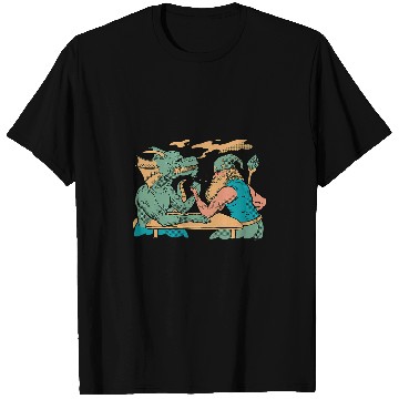 Discover Dragon Pet And Wizard Fantasy Arm Wrestling T-Shirts