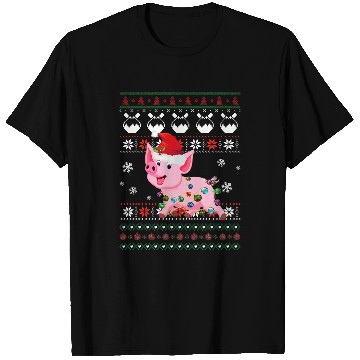 Discover Pig Pet Funny Cute Pig Christmas Light Pajama T-Shirts