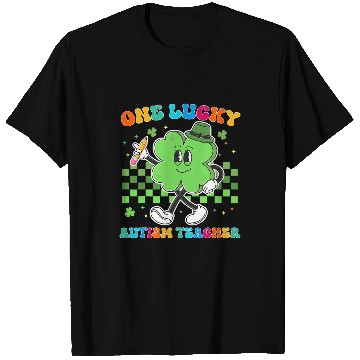 Discover Autism Puzzle One Lucky Autism Teacher St Patrick Day School T-Shirts