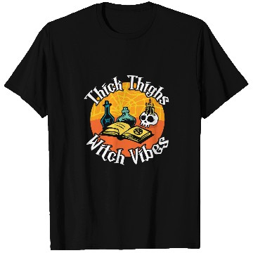 Discover Book Fun Thick Thighs Witch Vibes Spell Book and Potions T-Shirts