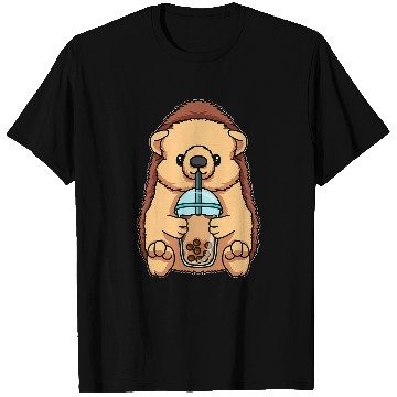 Discover Hedgehog Pet Drinking Bubble Tea Cute Animals With Boba Tea T-Shirts
