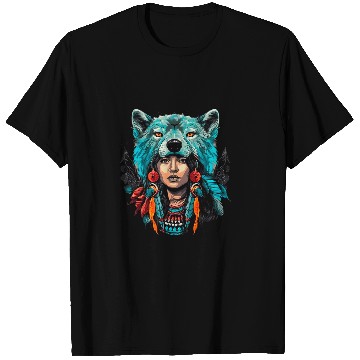 Discover Coyote Mammal Woman wolfs Head Native American Warrior Tradition T-Shirts