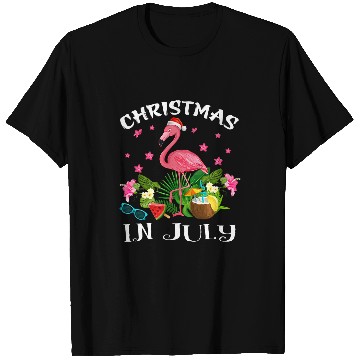 Discover Flamingo Pet Christmas In July Tee Pink T-Shirts