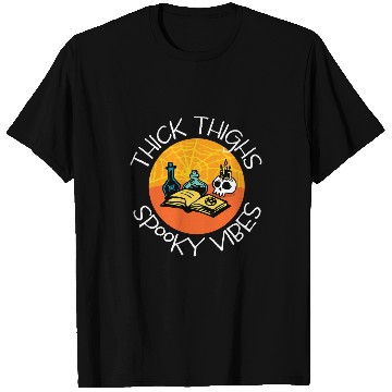Discover Book Fun Thick Thighs Spooky Vibes Spell Book and Potions T-Shirts