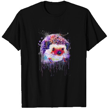 Discover Hedgehog Pet Face Hand Drawn Water Color Splash Art Colorful Pet T-Shirts