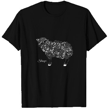 Discover Sheep Pet Hand Drawn Artistic Art White T-Shirts