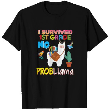 Discover Llama Pet I Survived st Grade No Probllama Llama Graduate First Grad T-Shirts