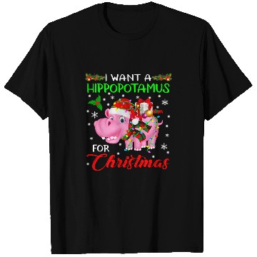 Discover Hippo Pet I Want A Hippopotamus For Christmas xmass Lights Santa Hippo 332 T-Shirts