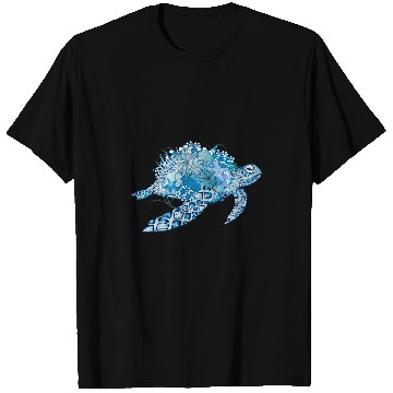 Discover Turtle Pet Imaginative blue turtle with coral T-Shirts