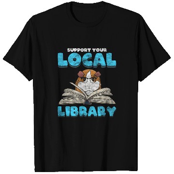 Discover Book Fun Support Your Local Library Guinea Pig Book T-Shirts