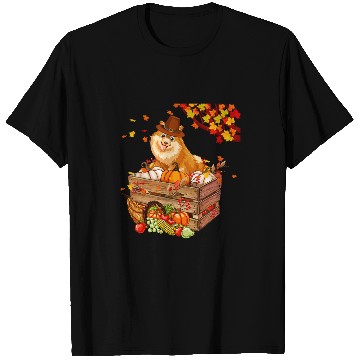 Discover Pomeranian Pet With Pumpkins Thanksgiving Fall Leaves Owner T-Shirts