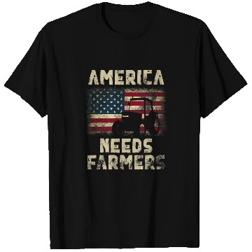 Discover Tractor Fun driving America Needs Farmers Tractor American Flag 1 T-Shirts