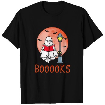 Discover Book Fun Halloween Booooks ghosts Cat Moon Bats Book Library Reading T-Shirts