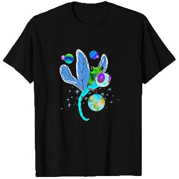 Discover Frog Pet Kawaii Dragonfly Tree Frog In Outer Space Earth T-Shirts