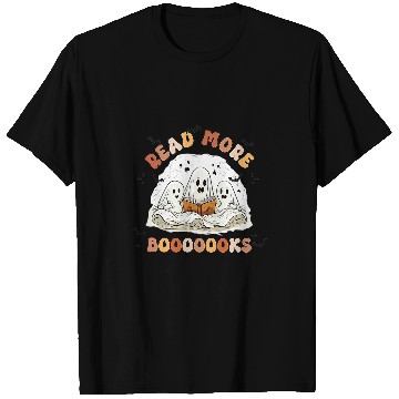 Discover Book Fun Read More Booooks ghosts Reading Teacher Halloween Librarian T-Shirts