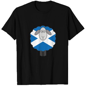 Discover Sheep Pet Blue and White Saltire Scottish Flag Patterned T-Shirts