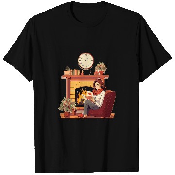 Discover Book Fun In Fireplace Reader Bookworm Girls Women 1 T-Shirts