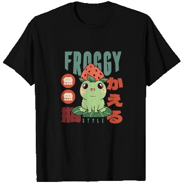 Discover Frog Pet Kawaii Strawberry Frog Toad Hat 90s Cottagecore Aesthetic T-Shirts